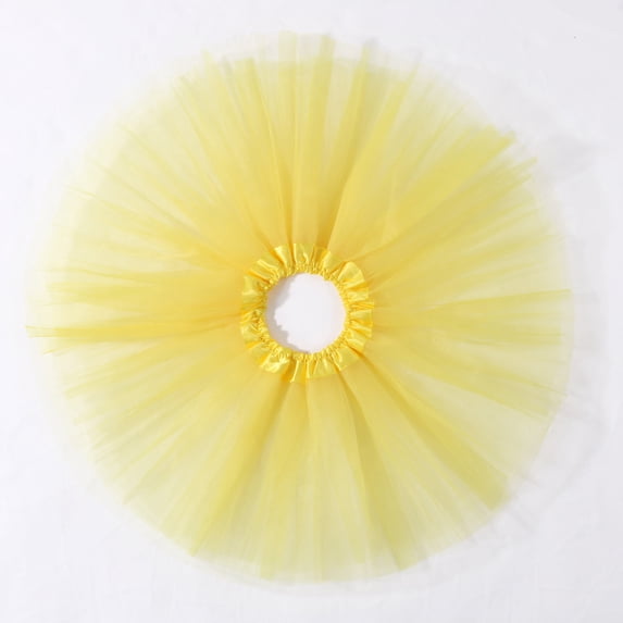 Tutu Skirts for Women Girls Adult Elastic 3 Layered Tulle Tutu Skirt with Sequin Stars Retro 80's Bubble Skirt Yellow
