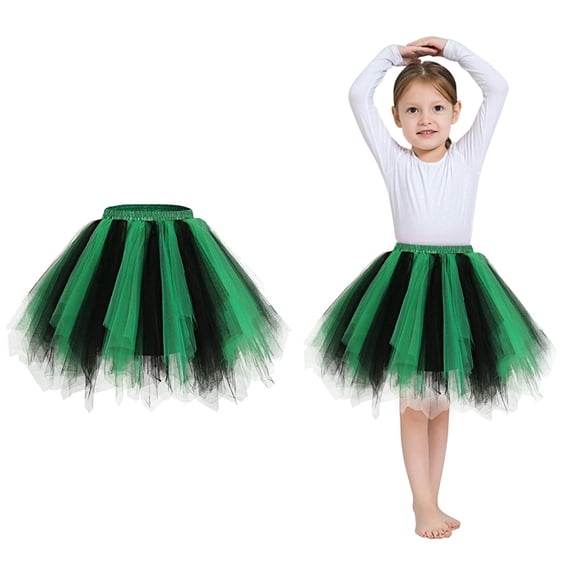 Tutu for Girls Layered Green Tutu Elastic Waist Kids Ballet Skirt Birthday Party Dresses 6-10 Years