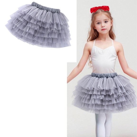Tutu for Girls Layered Grey Tutu Elastic Waist Girls Ballet Tutu Girls Party Dress 8-10 Years