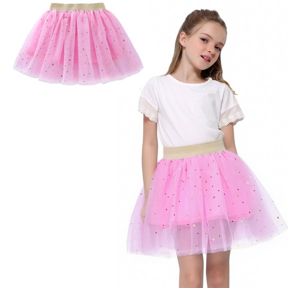 Tutu for Girls Layers Pink Tutu Girls Sequin Skirt Elastic Waist Ballet Dance Dress Princess Skirt Thanksgiving Tutu 6-8 Years