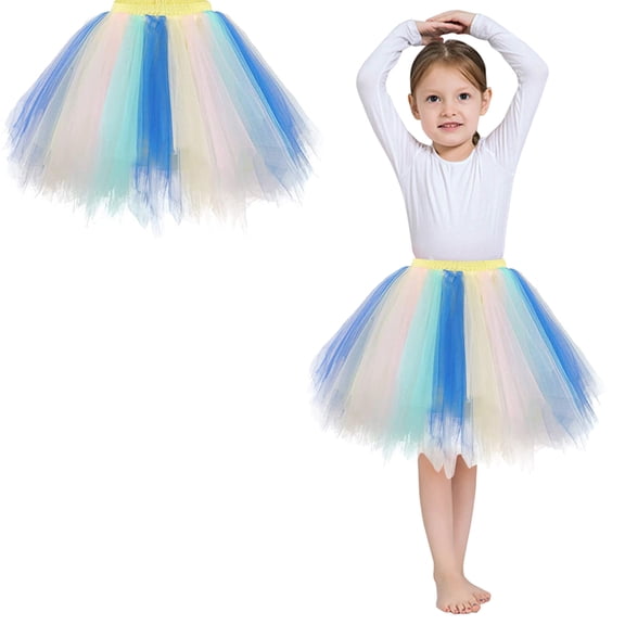 Tutu for Girls Layers White Tutu Elastic Waist Ballet Tutu for Girls Thanksgiving Tutu 6-10 Years