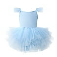 thumbnail image 1 of Tutu for Toddler Girls Ruffle Sleeve Dress Solid Color Ballet Leotards Dance Light Blue 3-4 Years, 1 of 2