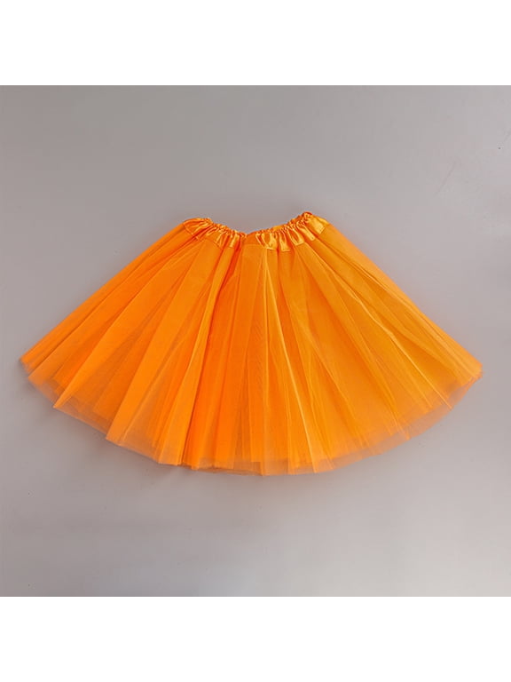 Tutu for Women Adults 5 Layered Tulle Skirt Halloween Tutu Skirts for Women 80S Tutu Adult Tutus Fluffy Skirt Running Orange
