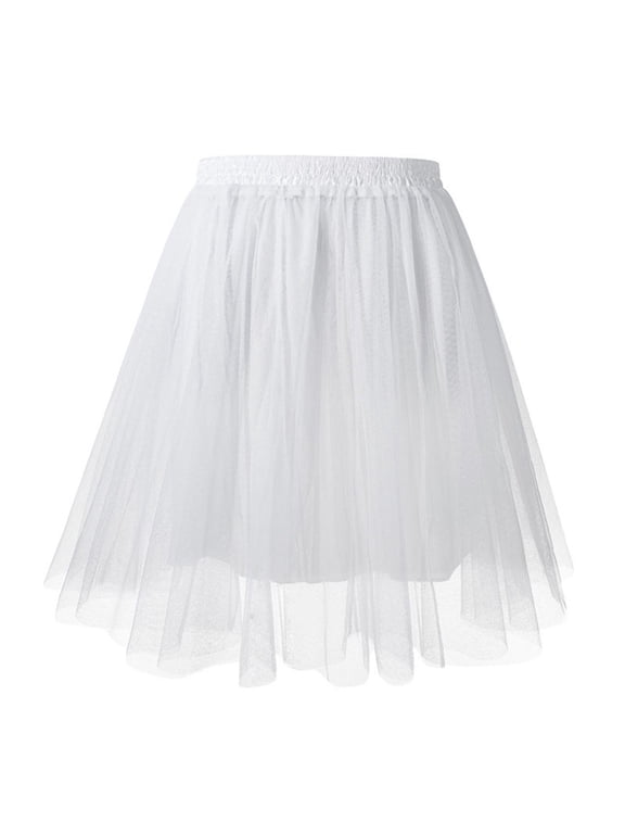 Tutu for Women Adults, Audhol Womens Pleated Knee Length Skirt Adult Tutu Dancing Skirt Tulle Dress Women White M