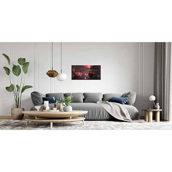 TutuBeer 1 Panel Pirate Ship Wall Art Ready to Hang 12"x24" Pirate Canvas Ship Canvas Wall Art Pirate Pictures for Home Decor Sailboat Wall Art Seascape Pictures for Home Decor Decoration