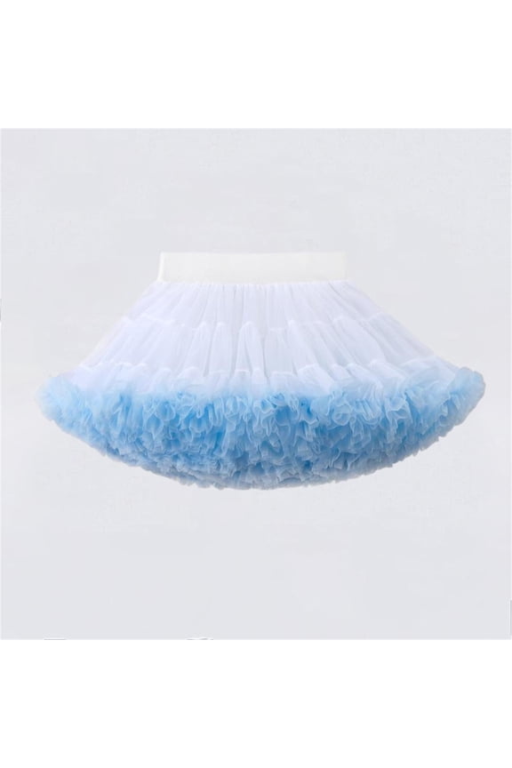 Tutus Skirt for Girls Princess Tulles Birthday Festival Cute Mesh Dance Skirts Girls Pleated Golf Skirt Blue 8-10Y