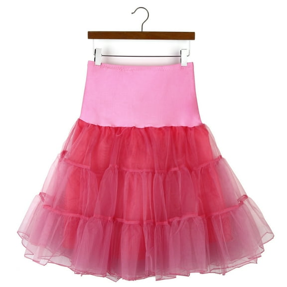 Tutus Skirts for Women Tulles Midi Knee Length Skirt Dress Adult High Waisted A-Line Mesh Layered Skirt Watermelon Red XL