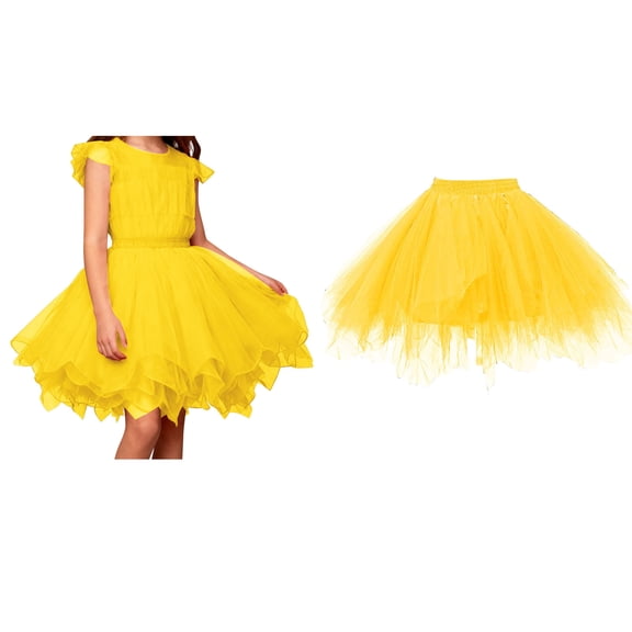 Tutus for Girls Layered Yellow Tutu Elastic Waist Princess Ballet Dress Fairy Dress