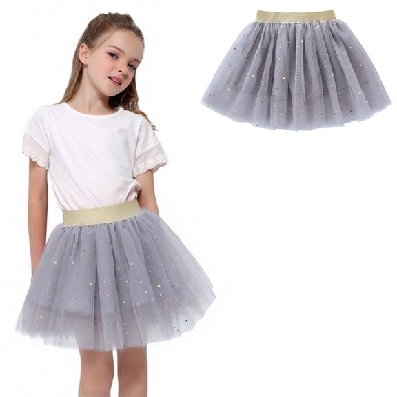 Tutus for Girls Layers Grey Tutu Sparkly Skirt Elastic Waist Girls Ballet Tutu Skirts Girls Party Dress 2-3 Years