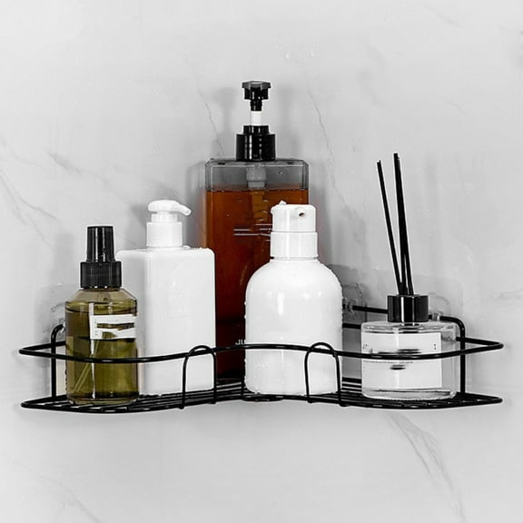 Tutuviw 1 Pack Corner Shower Caddy Shelf Corner Bathroom Shelf Wall Triangle Basket Storage Organizer Rack for Washroom Kitchen, Black