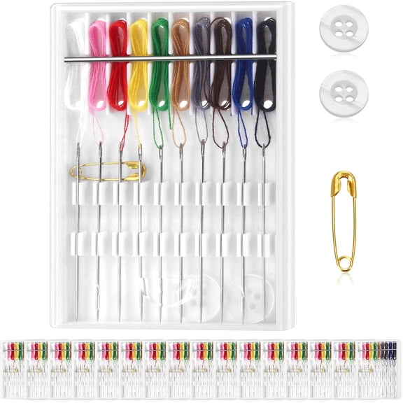 Tutuviw 10 Boxes 100 Pieces Mini Quick Fix Sewing Kit Home and Travel Quick Fix Sewing Kit Pre Threaded Needle Kit Clothing Repairing Kit for Sewing Supplies