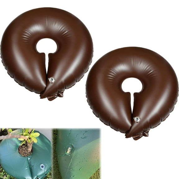 Tutuviw 10 Gallon Tree Watering Ring/Bag(2 Pack), Basic Water Saving Slow Release Root Water System, Plastic Planting Water Bag for Multi-Trunk Newly Planted Small Trees and Shrubs(Brown)