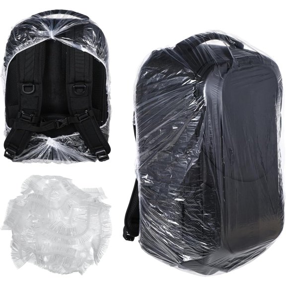 Tutuviw 10 PCS Clear Backpack Rain Cover Disposable Waterproof Backpack Cover Elastic Back Pack Raincover Plastic Backpacks Cover for Outdoor Hiking Camping Travel