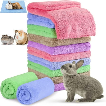 Tutuviw 10 Pack Reusable Guinea Pig Cage Liners,11.8"x11.8" Absorbent Coral Fleece Bedding Hamsters Blanket,Small Animal Pads for /Rabbits/Chinchillas,Machine-Washable(Multi-Color)