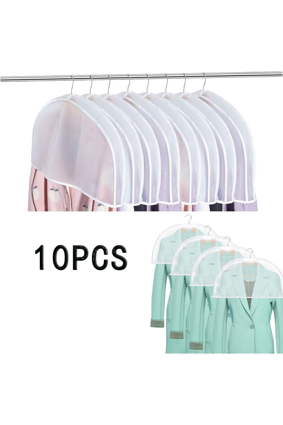 10 Pcs Gusseted Dust Covers for Hanging Clothes,Closet Clothes Protectors,Breathable Plastic Clear Shoulder Garment Dust Cover for Men Women Suit Coats Jackets Dress, 24''x12"x2''