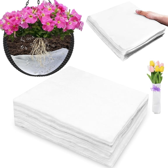 Tutuviw 10 Pcs Water Retaining Cotton Sheets for Fresh Flower,Watering Liners Absorbing Mat,Self Watering Liners for Hanging Plant Basket,Preservation Bouquet Arrangement Supplies(6x6in)