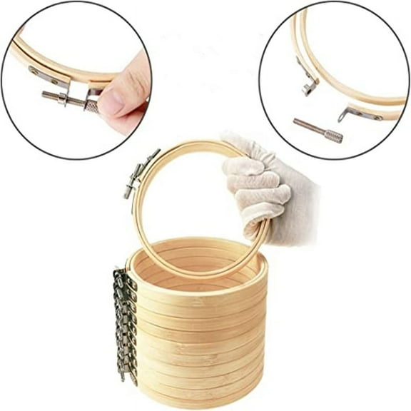 Tutuviw 10 Pieces 4 Inches Hoops Bamboo Circle Cross Stitch Hoop Ring for Embroidery and Cross Stitch,Hoop Perfect to DIY Christmas Decoration