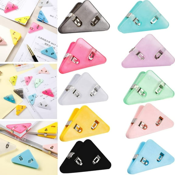 Tutuviw 10 Pieces Corner Clip Triangle Folder Multipurpose Color Binder for Office (Random Color)