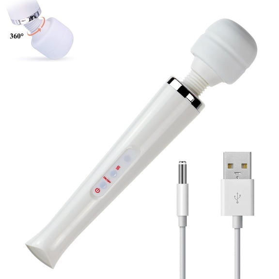 Tutuviw 10 Speeds Wired Powerful Handheld Wand Massager with Strong Vibration, Personal Therapy Massager Powerful Whole Body Massage Tool for Muscle Back Foot Neck (White)