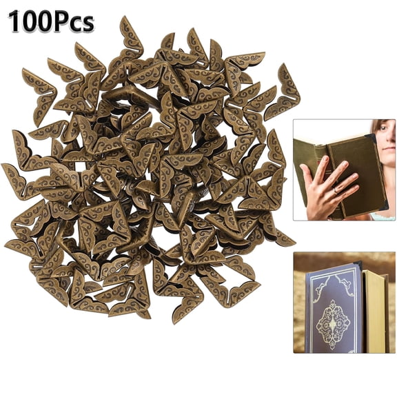 Tutuviw 100 Pcs 0.55" Book Corner Protectors, Metal Book Scrapbook Corner Protectors, Notebook Cover Book Corner Cover, Folder Corner Protectors for Menu Scrapbook Album (Bronze)