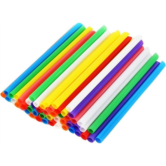 Tutuviw 100 Pcs Disposable Multi-Color Straw Jumbo Smoothie Straws - 9.4" High Assorted Colors Milkshake Straws