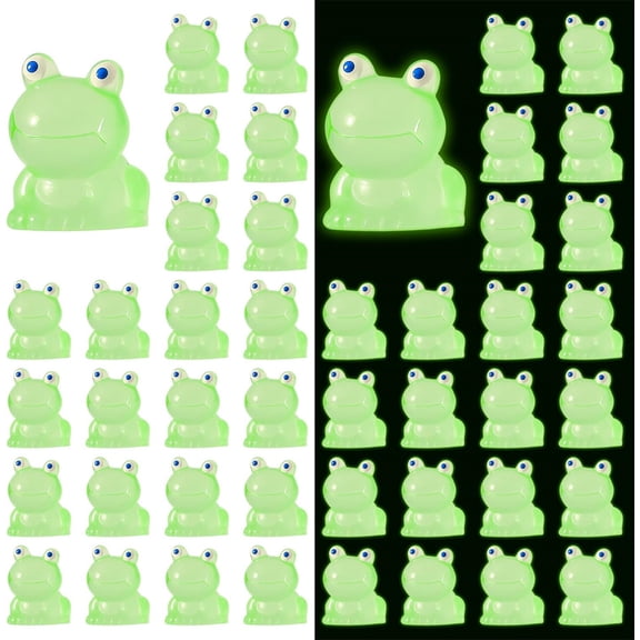 Tutuviw 100Pcs Luminous Mini Resin Frogs Tiny Frog Glow in The Dark Tiny Frogs for Dollhouse Garden Landscape Aquarium Room Crafts Birthday Party Decor