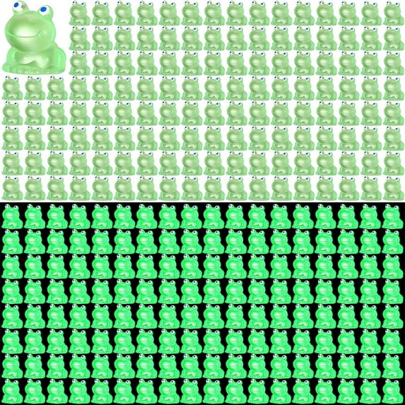 Tutuviw 100Pcs Resin Mini Frogs Green Tiny Frog Glow Cute Tiny Glow in The Dark Frogs Miniature Glowing Frog Ornaments for Garden Dollhouse Decoration Crafts(Green)