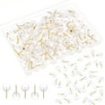 thumbnail image 1 of Tutuviw 100Pcs Round Clear Push Tacks, Round Ball Thumb Pins, Gold Thumb Tacks Decorative Push Pins, Reusable Shadow Box Pin for Cork Board Wall Hangings Map Office, 1 of 7