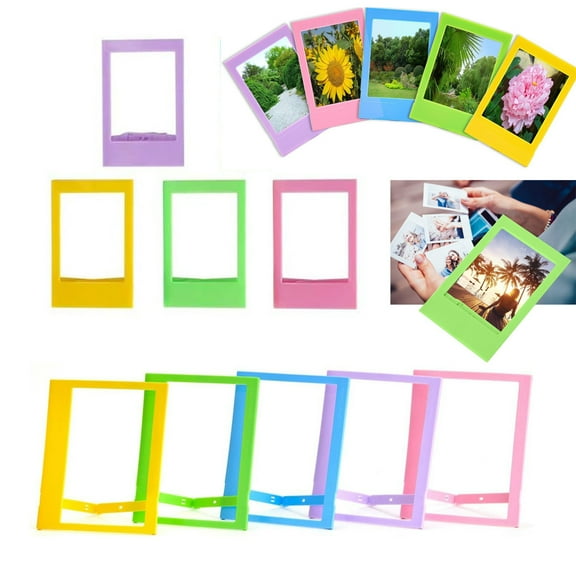 Tutuviw 10Pcs Mini Photo Frames,3" Picture Photo Frame,Colorful Picture Frame,Plastic Photo Frame,Multi Colored Small Wall Tabletop Picture Frames for Wedding Home Office Display (Assorted Colors)