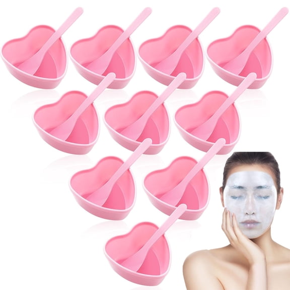 Tutuviw 10Pcs Re-usable DIY Mask Bowls, Facial Mask Mixing Bowl with Spatula, Esthetician Facial Makeup Mask Mixing Tool Kit, Maker Clay Mask Mixing Bowl for Home Salon, Pink