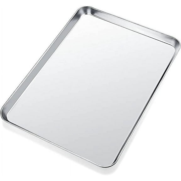 Tutuviw 12.4 Inch Baking Pan Stainless Steel Oven Sheet Pan Tray For Cookies, Bacons, Meat, Non-toxic & Heavy Duty, Rust-free & Dishwasher Safe