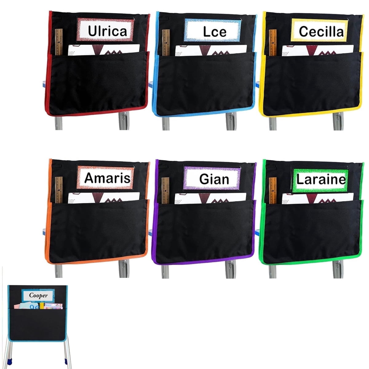 Chair Lable Tutuviw 6 Pcs Chair Pockets for Classroom,15.6x16.8in Chairback Buddy ...