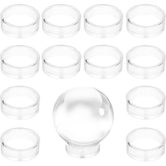 Tutuviw 12 Pcs Clear Sphere Stand ,Ball Stand Holder Ringsy for Golf Ball, Baseball, Softball, Tennis Ball, Spheres, Round Acrylic Plastic Display for Collection (Large)