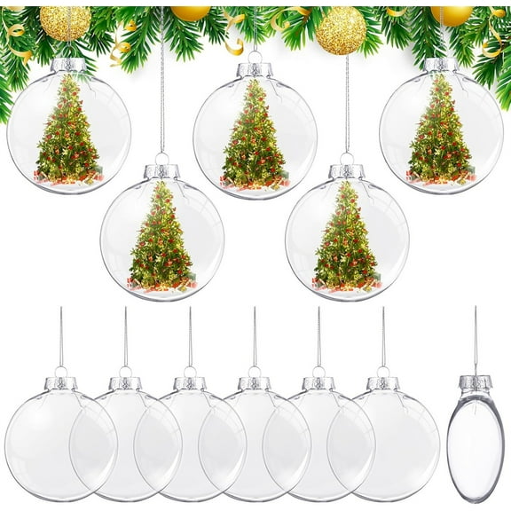 Tutuviw 12 Pcs DIY Clear Plastic Fillable Fat Balls Ornament 3 Inch Transparent Shatterproof Christmas Balls Plastic Fillable Ornament Ball for Christmas Birthday Wedding Home DIY Crafts Decor