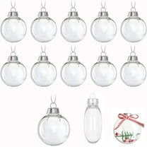 Tutuviw 12 Pcs Flat Round Paintable Clear Christmas Bulbs 2.4" Plastic Flat Fillable Christmas Ornaments Balls for Customized Holiday Decor,Clear Plastic Ornaments Ball for Xmas DIY Fillable Ornament