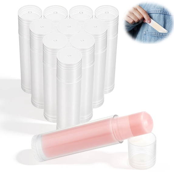 Tutuviw 12 Pcs Lip Balm Tubes 5g Twist-up Lip Gloss Balm Containers Empty DIY Lip Balm Containers Lipstick Tubes with Caps for DIY Homemade Lipsticks, Chapsticks, Solid Perfume, Gifts (Clear)