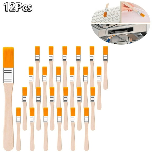 Tutuviw 12 Pcs Paint Brush, 5 x 0.5in Trim Painting Tool, Small Paint Brushes Watercolor for Touch Up, Soft Nylon Bristle Artist Craft Paint Brush with Wood Handle for Wall, Cabinets