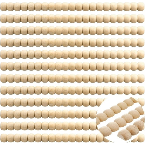Tutuviw 12 Pcs Half Beads Trim Molding Decorative Beaded Wood Trim,DIY Bead Wood Trim Decorative Wood Molding for for Home Wall Cabinet Shelf Window Door (15.8 x 0.5 x 0.2 in)