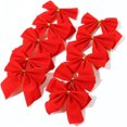 thumbnail image 1 of Tutuviw 12Pcs Christmas Tree Bows Mini Red Flocking Cloth Bowknot Xmas Decor Wreath Ornaments Hanging Decorations for Xmas Tree Ornaments Party, 1 of 7