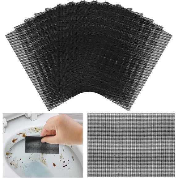 Tutuviw 12Pcs Flexible Scrubbing Screen for Toilet Ring Remover 11.02*4.52 Inch Flexible Scouring Mesh Pad Abrasive Cleaning Screen for Remove Carbon Rust Scale