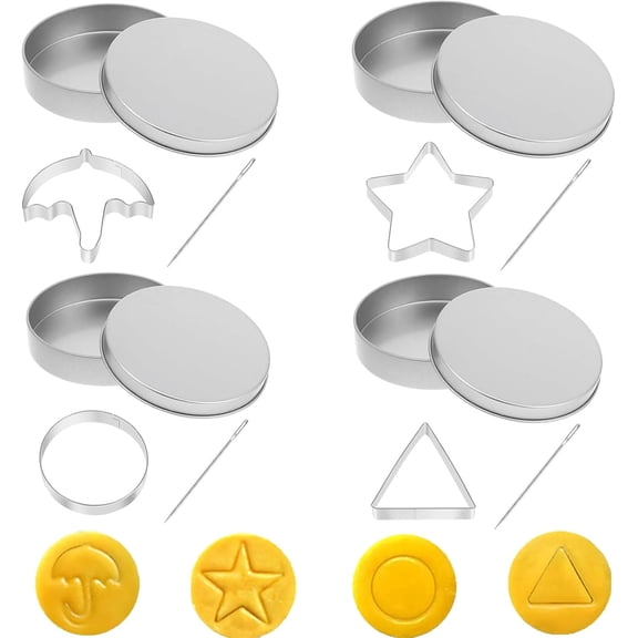 Tutuviw 12Pcs Stainless Steel Game Cookie Cutters Cookie Cutters Sugar Candy Biscuit Mold with Case and Needle Umbrella Triangle Star Round Baking Mold for Party Favor DIY Baking Cookie Kit