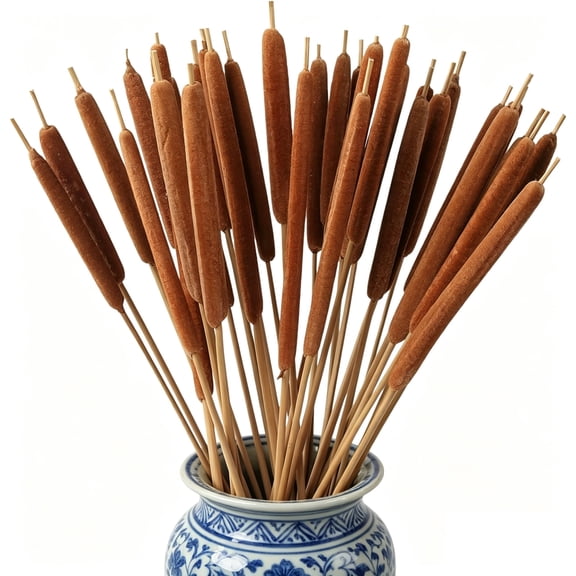 Tutuviw 15 Pcs Cat Tails Dried Natural Cattails, Large Real Broadleaf Pencil Bulrush Floral Stems,17" Jumbo Dried Plants Grass for DIY Wedding Home Office Decor Arrangements
