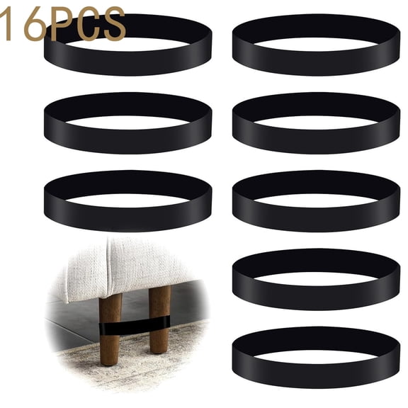 Tutuviw 16 Pcs Sectional Couch Connectors Straps,Rubber Bands Sofa Couch Straps for Prevent Sliding,Gaps & Floor Scratches,Keep Sectional Couch Legs Together,Easy Install & No Tools Required (Black)