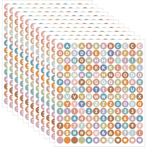 Tutuviw 1680 Pcs Small Letter Stickers Alphabet Number Stickers Self Adhesive Vinyl Round Letter Labels Decal for Notebook, Collage Album, Scrapbooking Journal Notebook