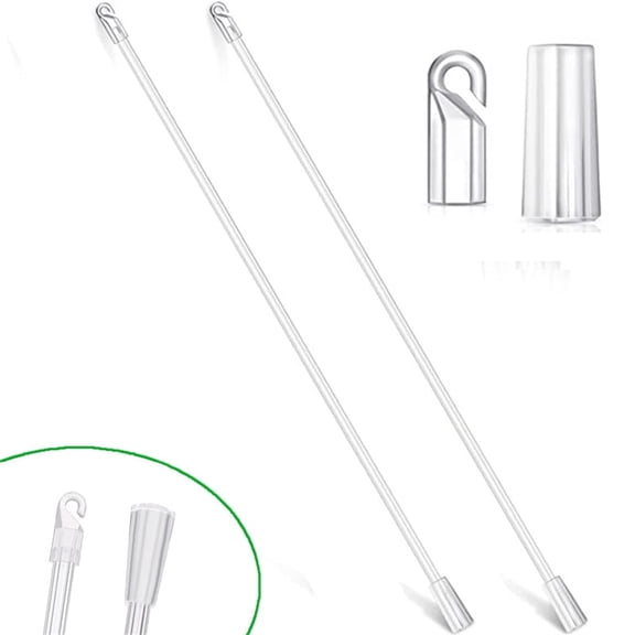 Tutuviw 17 Inches Blind Tilt Wand with Hook and Handle, Acrylic Clear Blind Rod Replacement, Blind Opener Stick Long, Vertical Blind Wand Control Part Opener Accessory (2 Sets)