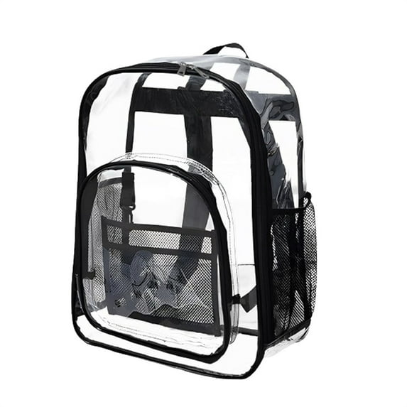 Tutuviw 17Inch Clear Bag Heavy Duty Backpack Black Plastic Durable Transparent See Through Bag for College Work Travel