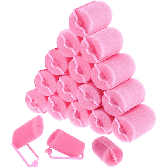 Tutuviw 18 PCS Pink Foam Sponge Hair Roller,Sponge Hair Rollers, Flexible Hair Styling Curlers 40 mm Large Size Soft Sponge Curlers Tools for DIY Hair Styling