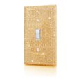 Tutuviw 1Pcs Shiny Rhinestones Wall Plate Single Switch Cover Gold