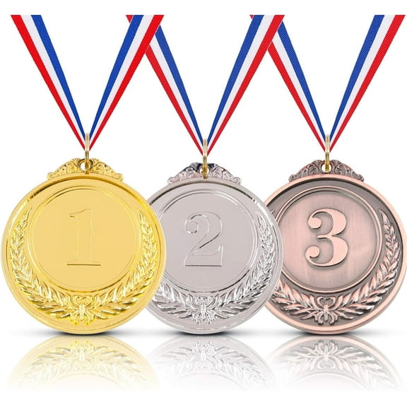 Tutuviw 2 in Medals for Awards,3Pcs Gold Silver Bronze Medals 1st 2nd 3rd Place Award Medals with Neck Ribbon for Awards for Kids Adults,Winner Awards for Sports Games Tournaments Prizes