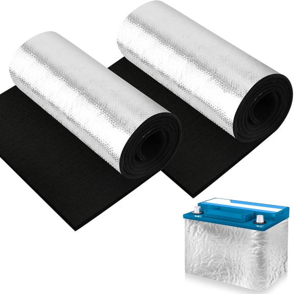 Tutuviw 2 PCS Universal Car Battery Insulation Kit, Car Battery Wrap Insulation Wrap for Cold Weather Protector, Thermal Heat Shield Blanket for Vehicle Truck (Thickness 3mm, (7x40 Inch)